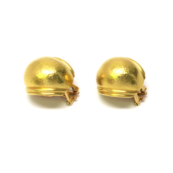 Elizabeth Locke Gold Puff Oval Earrings