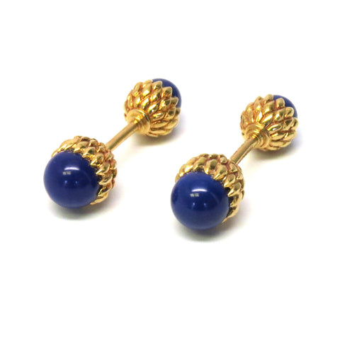 Tiffany & Co Schlumberger Gold Lapis Acorn Cufflinks