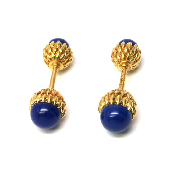 Tiffany & Co Schlumberger Gold Lapis Acorn Cufflinks
