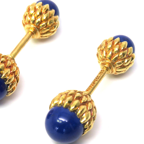 Tiffany & Co Schlumberger Gold Lapis Acorn Cufflinks