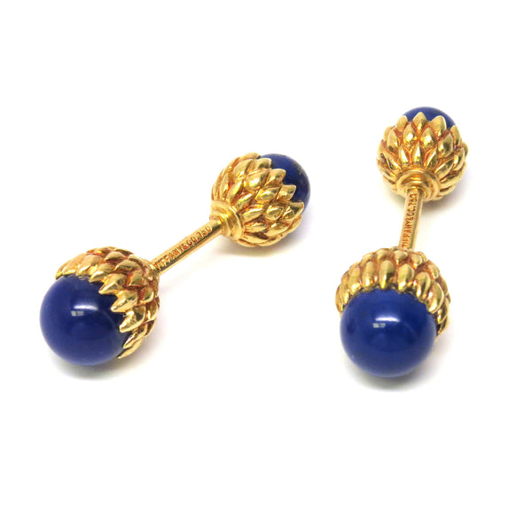 Tiffany & Co Schlumberger Gold Lapis Acorn Cufflinks