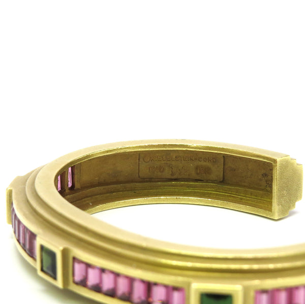 Kieselstein Cord Gold Pink Green Tourmaline Cuff Bracelet