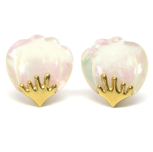 Tiffany & Co Gold Mother of Pearl Flower Petal Earrings