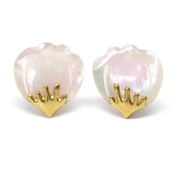 Tiffany & Co Gold Mother of Pearl Flower Petal Earrings