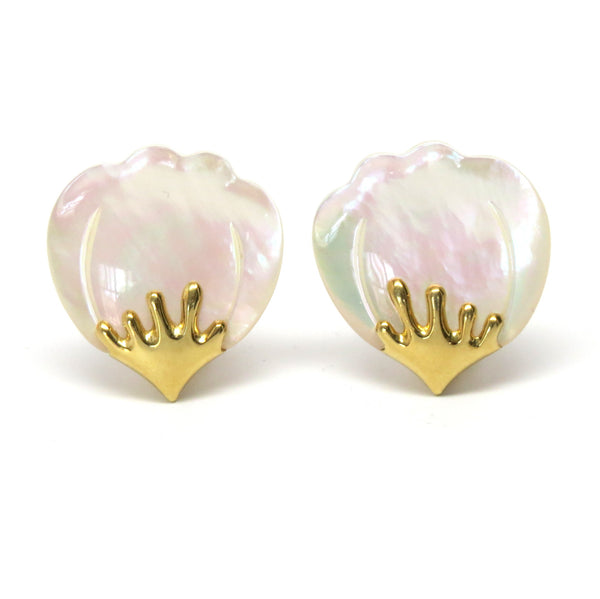 Tiffany & Co Gold Mother of Pearl Flower Petal Earrings