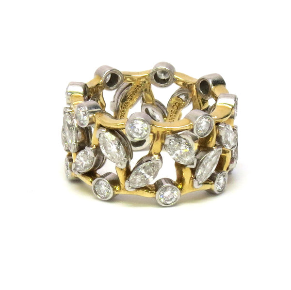 Tiffany & Co. Schlumberger Vigne Gold Platinum Diamond Ring