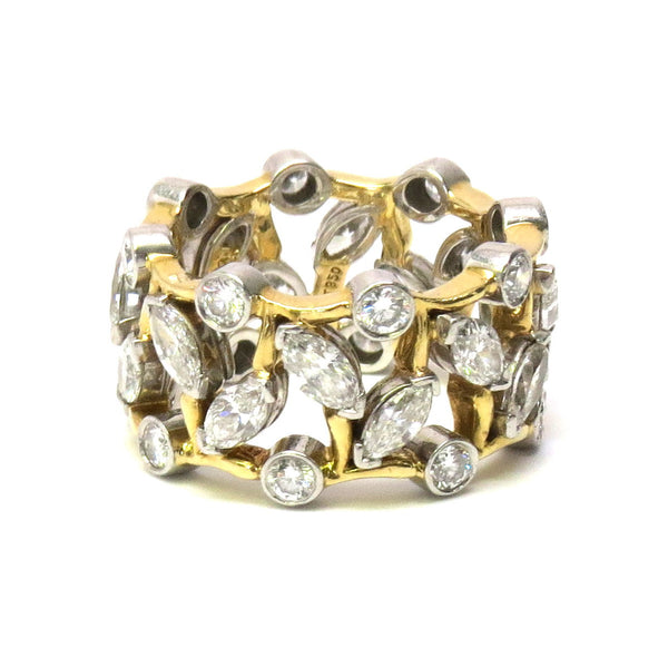 Tiffany & Co. Schlumberger Vigne Gold Platinum Diamond Ring