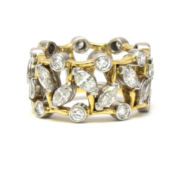 Tiffany & Co. Schlumberger Vigne Gold Platinum Diamond Ring