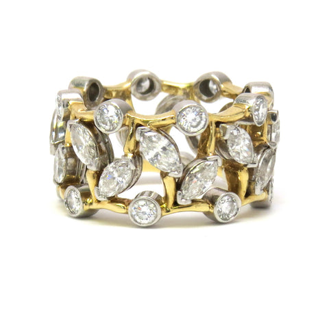 Tiffany & Co. Schlumberger Vigne Gold Platinum Diamond Ring