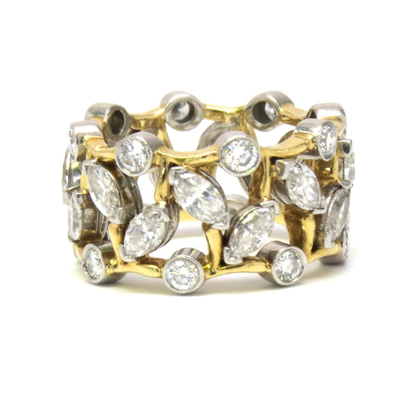 Tiffany & Co. Schlumberger Vigne Gold Platinum Diamond Ring