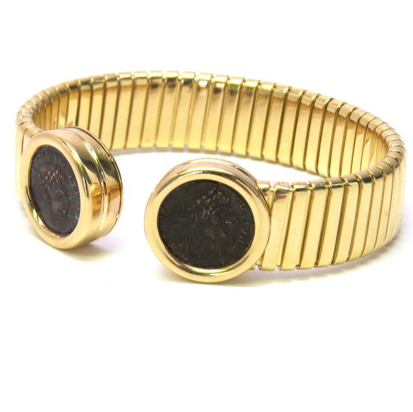 Bulgari Monete Ancient Coin Gold Tubogas Cuff Bracelet
