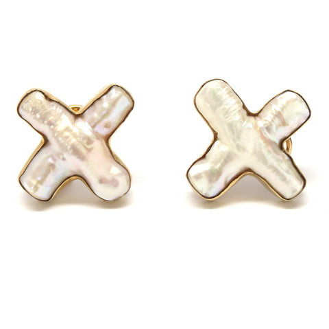 Maz Gold Biwa Pearl Earrings