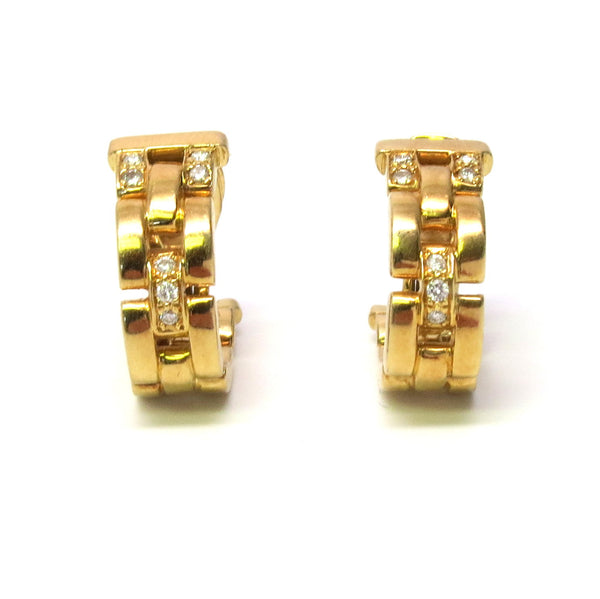 Cartier Maillon Panthere Gold Diamond Hoop Earrings