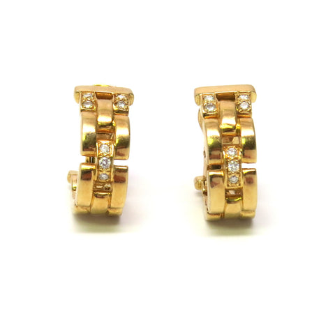 Cartier Maillon Panthere Gold Diamond Hoop Earrings