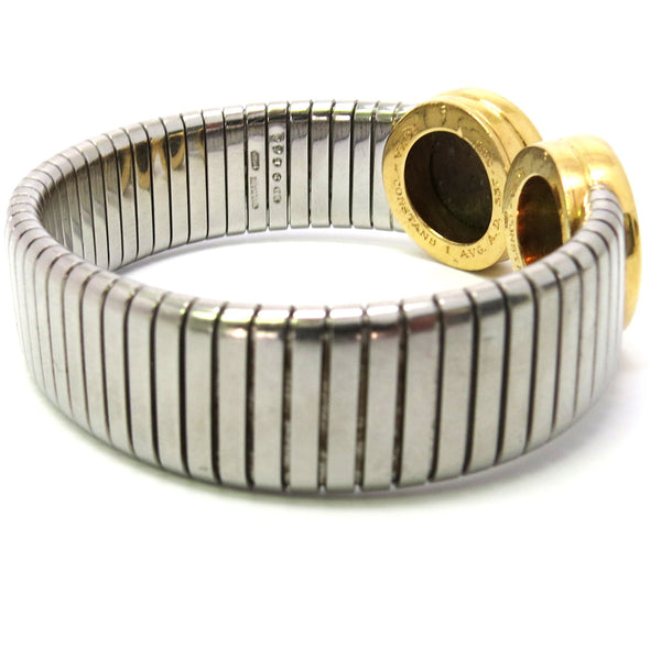 Bulgari Monete Ancient Coin Gold and Steel Tubogas Cuff Bracelet