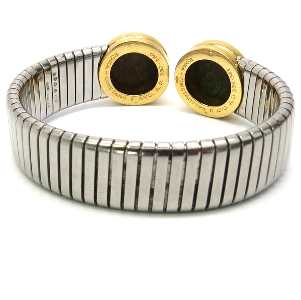 Bulgari Monete Ancient Coin Gold and Steel Tubogas Cuff Bracelet