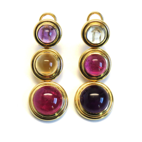 Tiffany & Co Paloma Picasso Gold Gemstone Cabochon Earrings