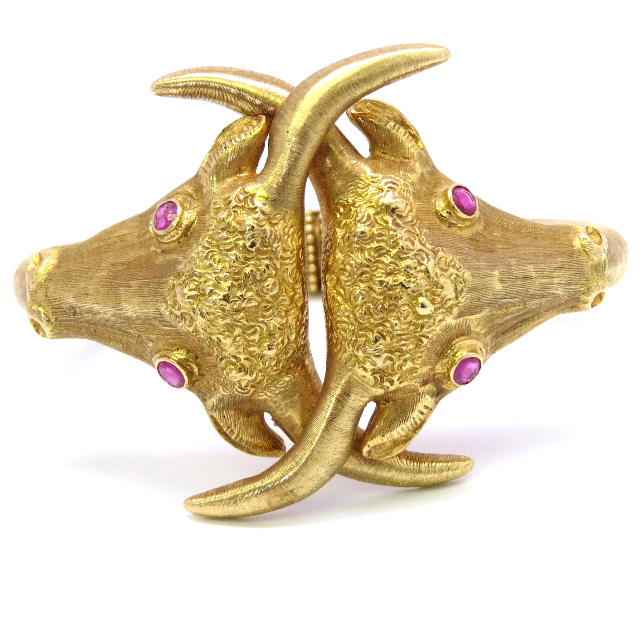 Ilias Lalaounis Gold Bull Ruby Cuff Bracelet