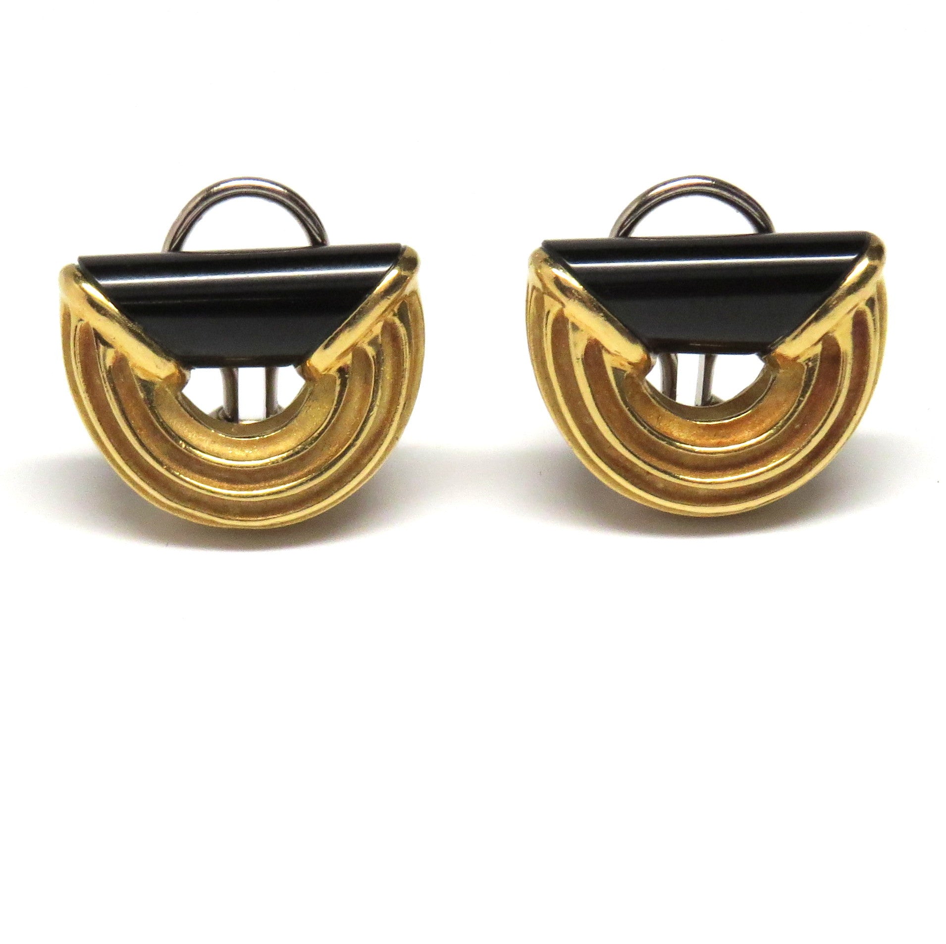 Christopher Walling Gold Onyx Earrings