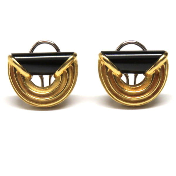Christopher Walling Gold Onyx Earrings