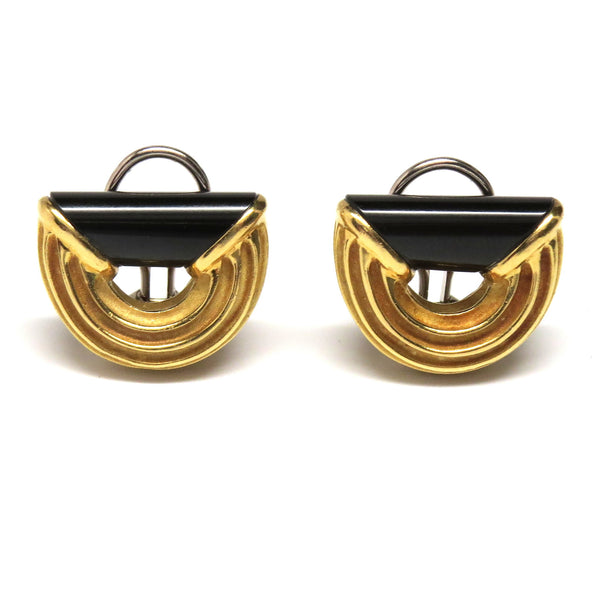 Christopher Walling Gold Onyx Earrings