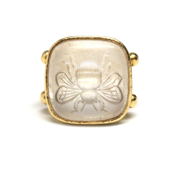 Elizabeth Locke Gold Crystal Intaglio Bee Ring