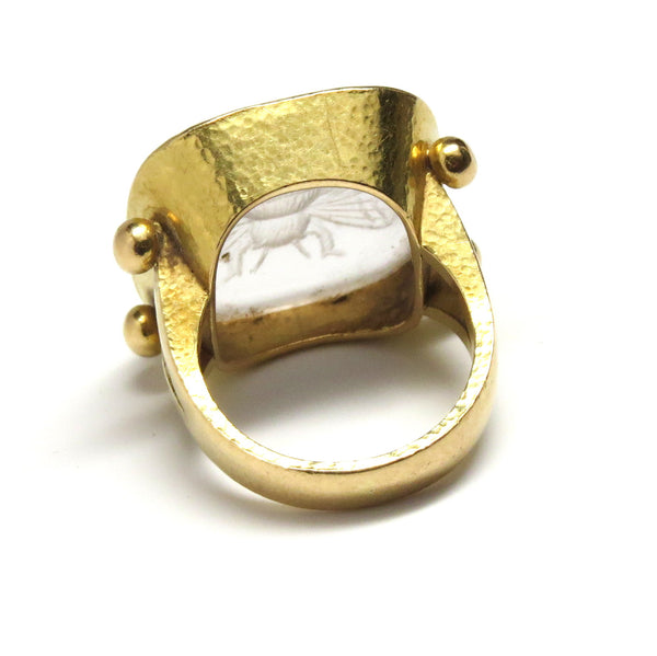 Elizabeth Locke Gold Crystal Intaglio Bee Ring