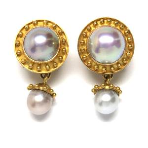 Elizabeth Locke Pearl Gold Earrings