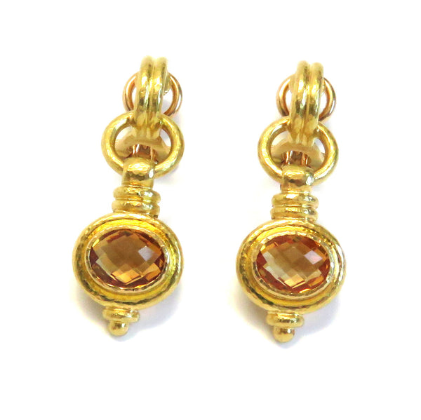 Elizabeth Locke Gold Citrine Drop Earrings