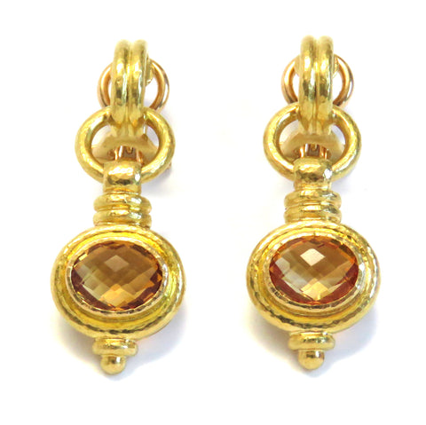 Elizabeth Locke Gold Citrine Drop Earrings