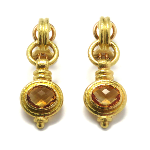 Elizabeth Locke Gold Citrine Drop Earrings