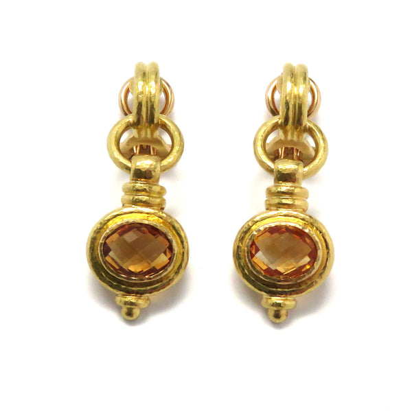 Elizabeth Locke Gold Citrine Drop Earrings