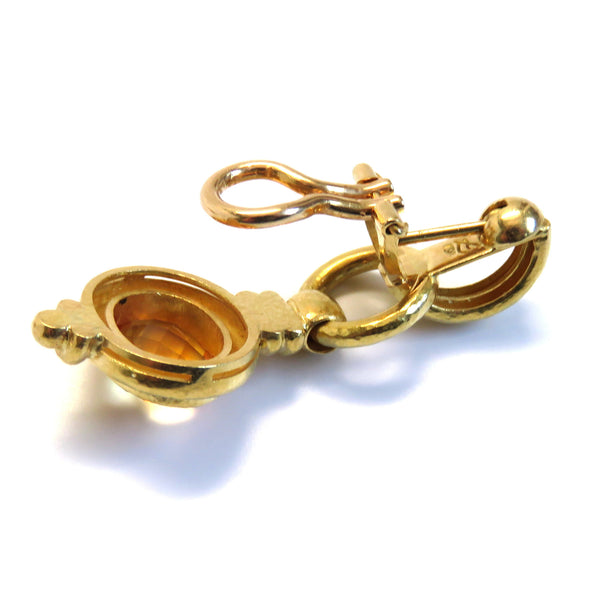 Elizabeth Locke Gold Citrine Drop Earrings