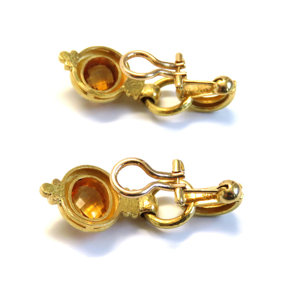 Elizabeth Locke Gold Citrine Drop Earrings