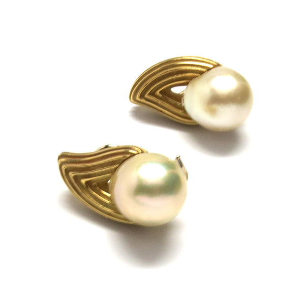 Christopher Walling Gold South Sea Pearl Diamond Earrings