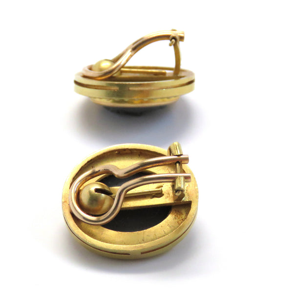 Elizabeth Locke Gold Carved Lava Earrings