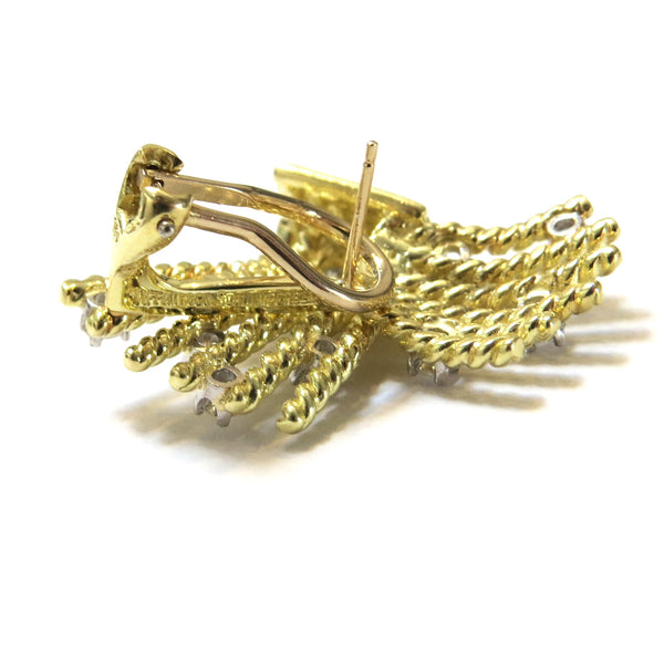 Tiffany & Co Schlumberger V Rope Diamond Gold Earrings