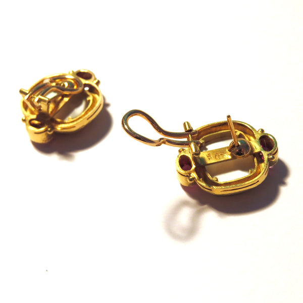 Elizabeth Locke Gold Venetian Glass Intaglio Tourmaline Earrings