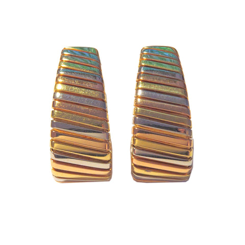 Bulgari Tubogas Large Tri Color Gold Earrings