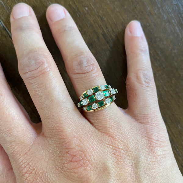 Oscar Heyman Gold Emerald Diamond Ring