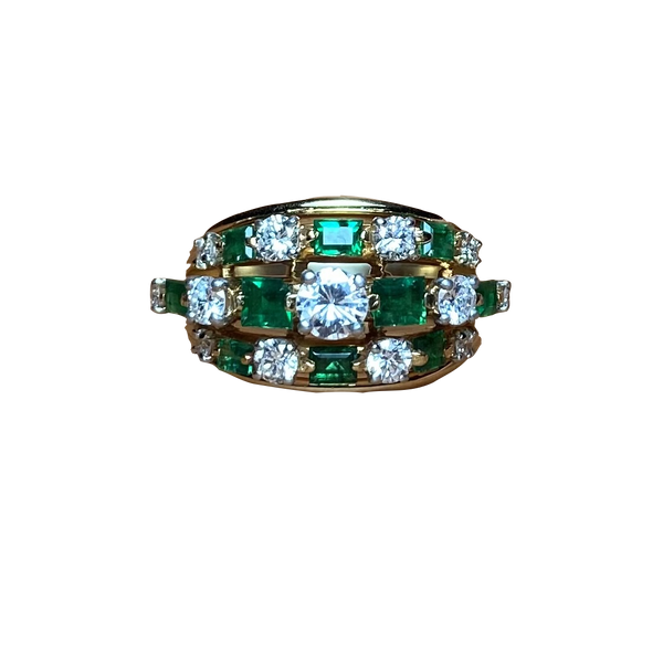 Oscar Heyman Gold Emerald Diamond Ring