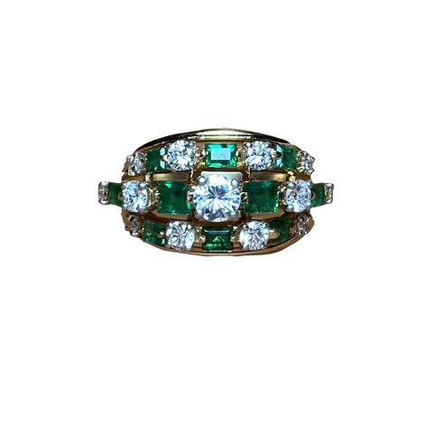 Oscar Heyman Gold Emerald Diamond Ring