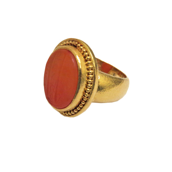 Elizabeth Locke Gold Venetian Glass Intaglio Hieroglyph Ring