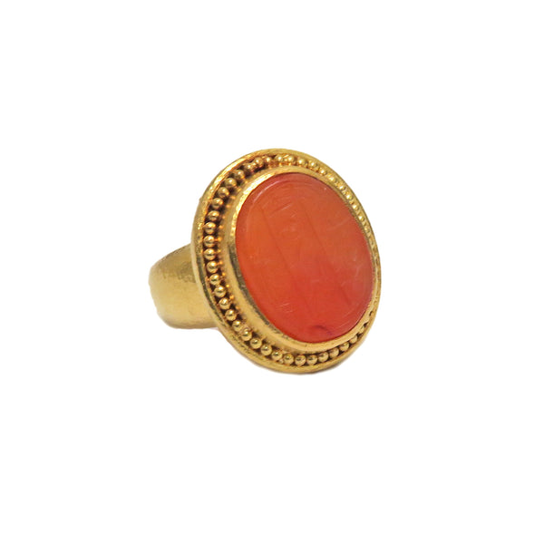 Elizabeth Locke Gold Venetian Glass Intaglio Hieroglyph Ring