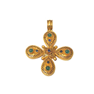 Ilias Lalaounis Gold Gemstone Cross Pendant Enhancer