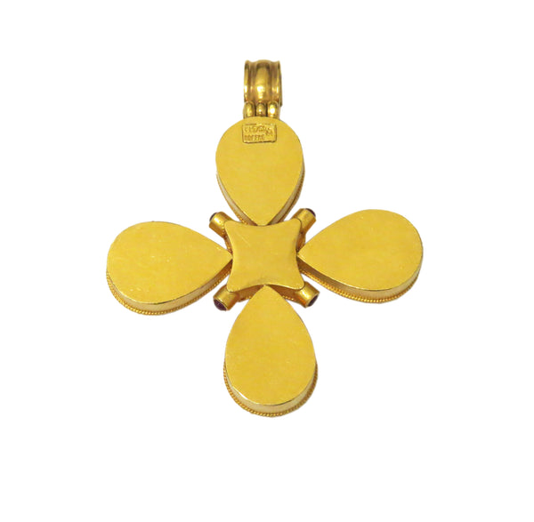 Ilias Lalaounis Gold Gemstone Cross Pendant Enhancer