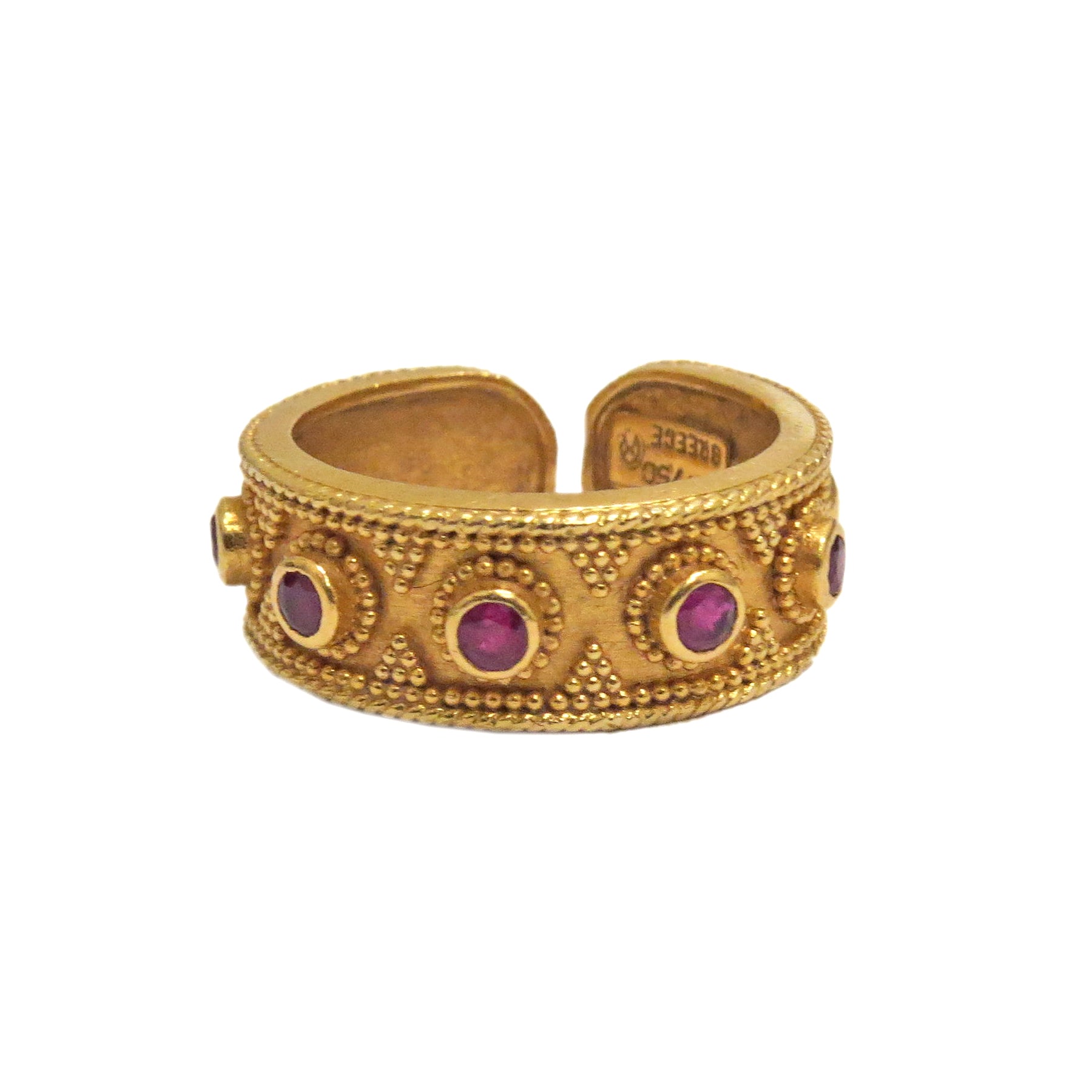 Ilias Lalaounis Gold Byzantine Ruby Cuff Ring