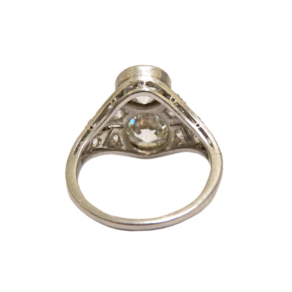Antique Art Deco Platinum 3 Carat Diamond Ring