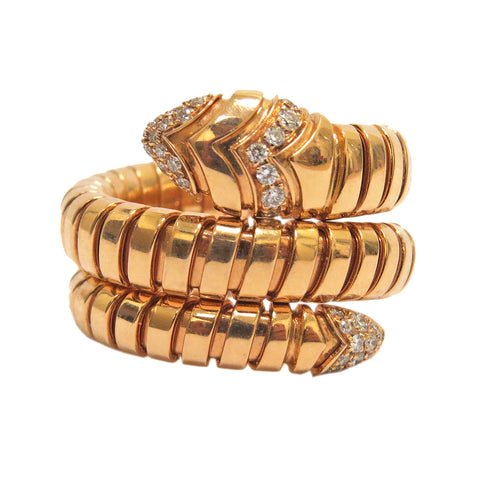 Bulgari Serpenti Tubogas Gold Double Spiral Diamond Ring