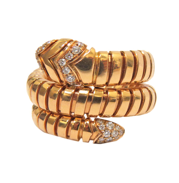 Bulgari Serpenti Tubogas Gold Double Spiral Diamond Ring